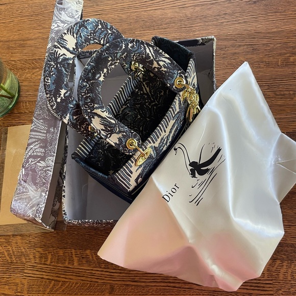 Dior White Blue and Gray Lady-D Canvas Bag - Picture 17 of 17